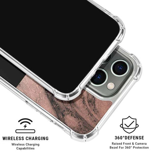 Rose Gold and Black Marble iPhone 16 Pro Max Clear Case