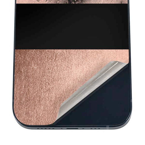 Rose Gold and Black Marble iPhone 16 Skin