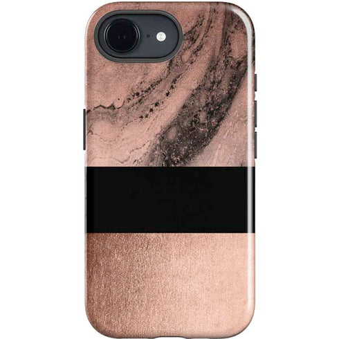Rose Gold and Black Marble iPhone 16e Impact Case