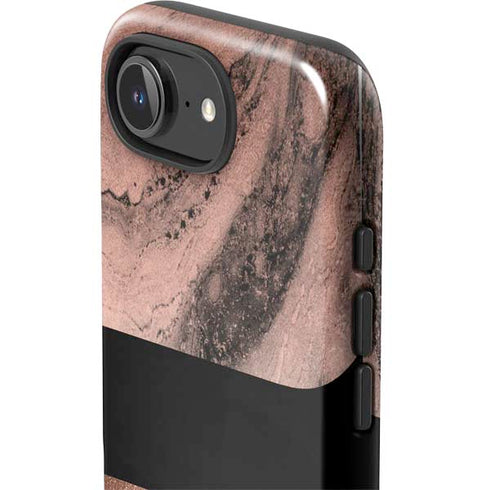 Rose Gold and Black Marble iPhone 16e Impact Case