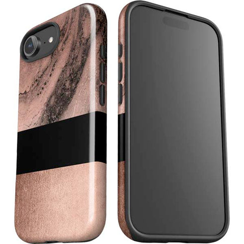 Rose Gold and Black Marble iPhone 16e Impact Case