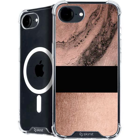 Rose Gold and Black Marble iPhone 16e MagSafe Case