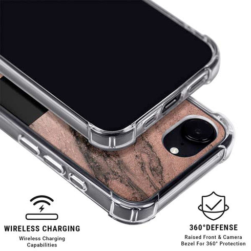 Rose Gold and Black Marble iPhone 16e MagSafe Case