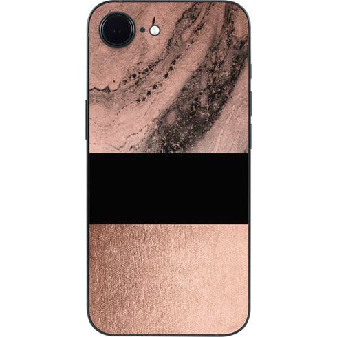 Rose Gold and Black Marble iPhone 16e Skin
