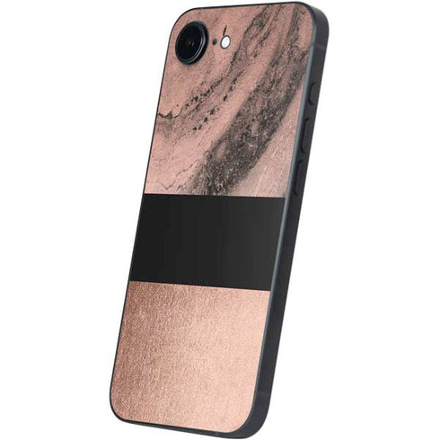 Rose Gold and Black Marble iPhone 16e Skin