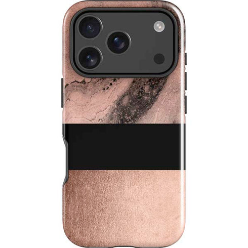 Rose Gold and Black Marble iPhone 18 Pro Impact Case