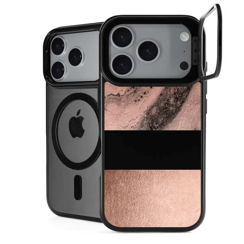 Rose Gold and Black Marble iPhone 18 Pro Max Kickstand Case