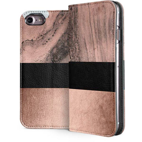 Rose Gold and Black Marble iPhone 7 Folio Case