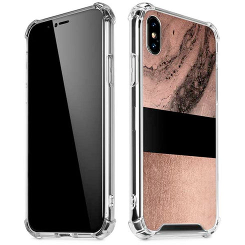 Rose Gold and Black Marble iPhone X/XS Clear Case