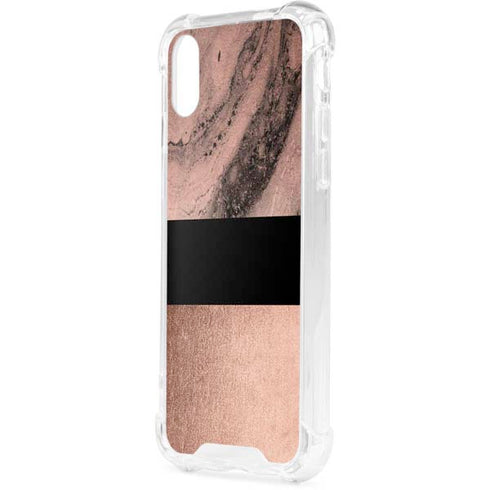 Rose Gold and Black Marble iPhone XS Clear Case