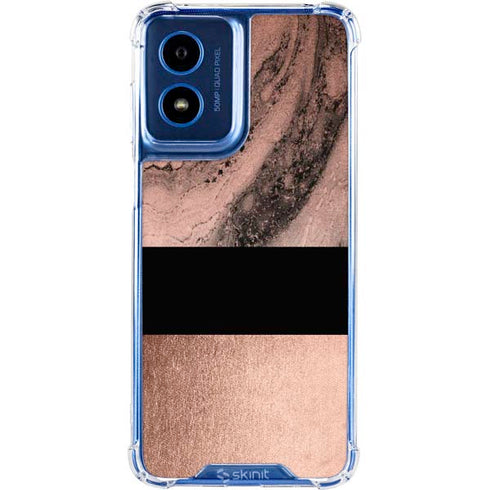 Rose Gold and Black Marble Moto G 5G (2024) Clear Case