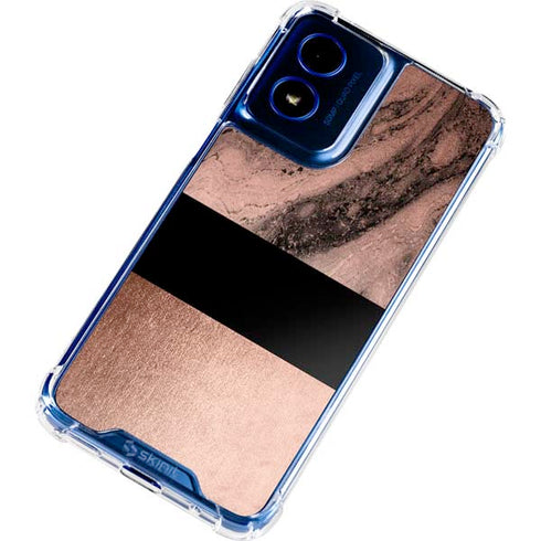Rose Gold and Black Marble Moto G 5G (2024) Clear Case