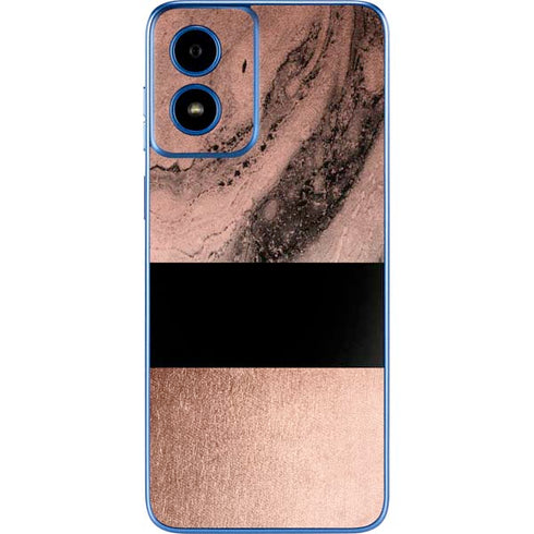 Rose Gold and Black Marble Moto G Play 4G (2024) Skin