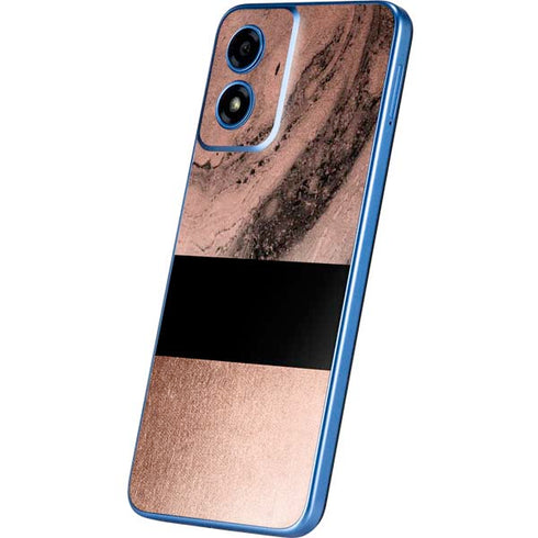 Rose Gold and Black Marble Moto G Play 4G (2024) Skin