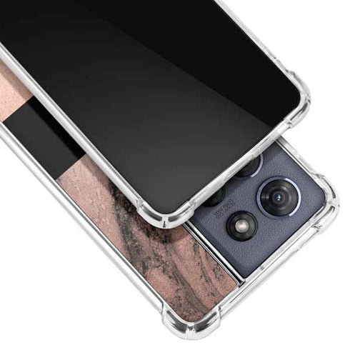 Rose Gold and Black Marble Moto G Play 5G (2025) Clear Case