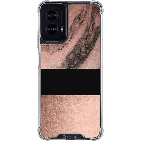 Rose Gold and Black Marble Moto G Power 5G (2024) Clear Case