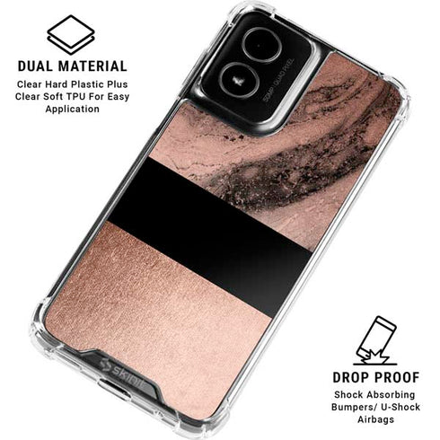 Rose Gold and Black Marble Moto G Power 5G (2024) Clear Case