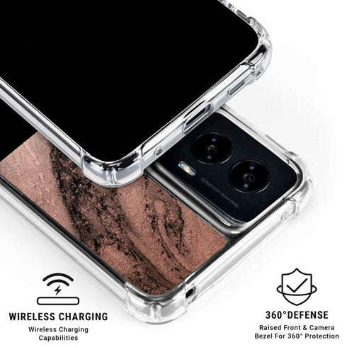 Rose Gold and Black Marble Moto G Power 5G (2024) Clear Case