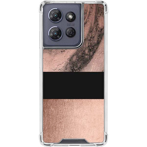 Rose Gold and Black Marble Moto G Power 5G (2025) Clear Case