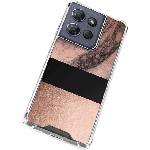 Rose Gold and Black Marble Moto G Power 5G (2025) Clear Case