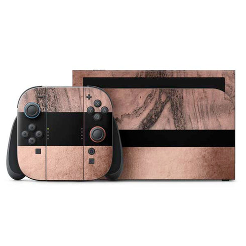 Rose Gold and Black Marble Nintendo Switch 2 (2025) with Joy-Con Skin