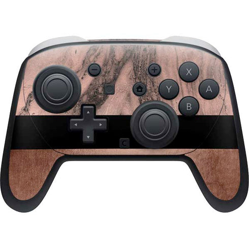 Rose Gold and Black Marble Nintendo Switch 2 (2025) Pro Controller Skin