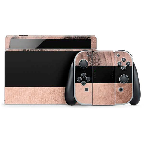 Rose Gold and Black Marble Nintendo Skins
