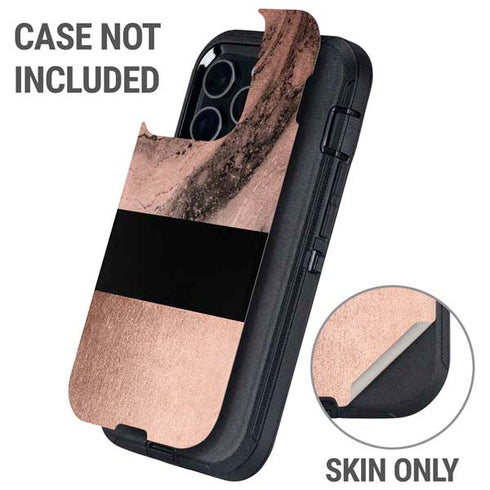 Rose Gold and Black Marble Otterbox Defender iPhone Skin