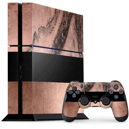 Rose Gold and Black Marble PlayStation PS4 Skins