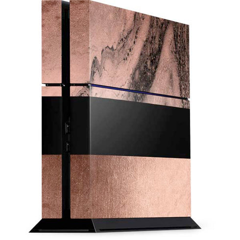 Rose Gold and Black Marble PlayStation PS4 Skins