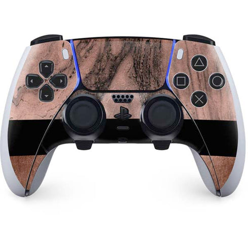Rose Gold and Black Marble PS5 DualSense Edge Pro Controller Skin