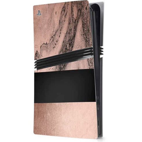 Rose Gold and Black Marble PS5 Pro Console Skin