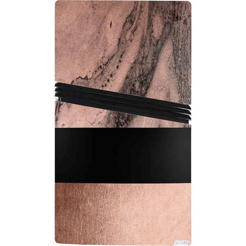 Rose Gold and Black Marble PS5 Pro Console Skin