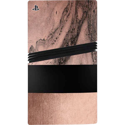 Rose Gold and Black Marble PS5 Pro Disk Bundle Skin
