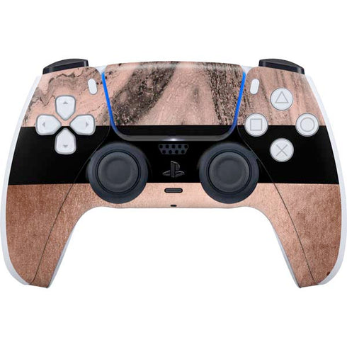 Rose Gold and Black Marble PlayStation PS5 Skins