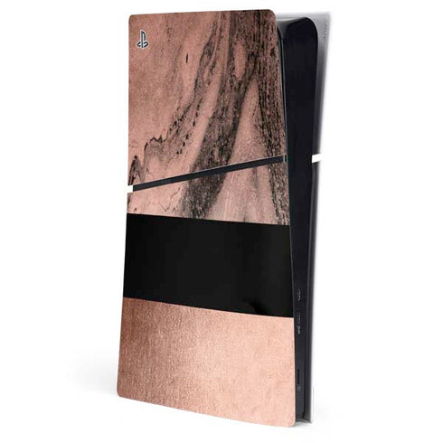 Rose Gold and Black Marble PlayStation PS5 Skins