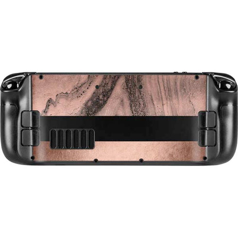 Rose Gold and Black Marble Steam Deck Handheld Gaming Computer OLED Skin