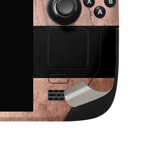 Rose Gold and Black Marble Steam Deck Handheld Gaming Computer OLED Skin