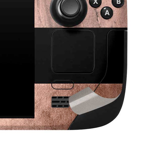 Rose Gold and Black Marble Steam Deck Handheld Gaming Computer Skin