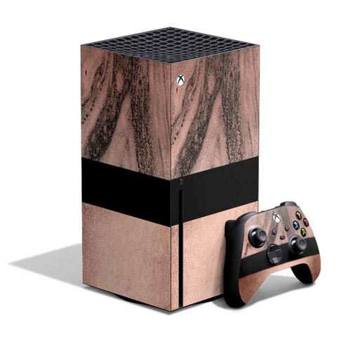 Rose Gold and Black Marble Xbox Series X Bundle Skin
