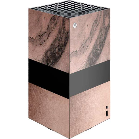 Rose Gold and Black Marble Xbox Series X Skins