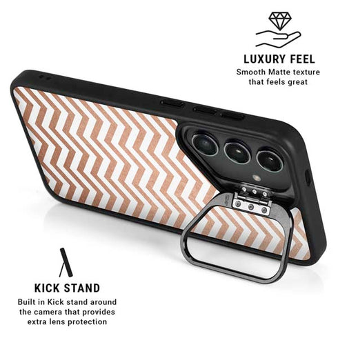 Rose Gold Chevron Galaxy S24 Plus Kickstand Case