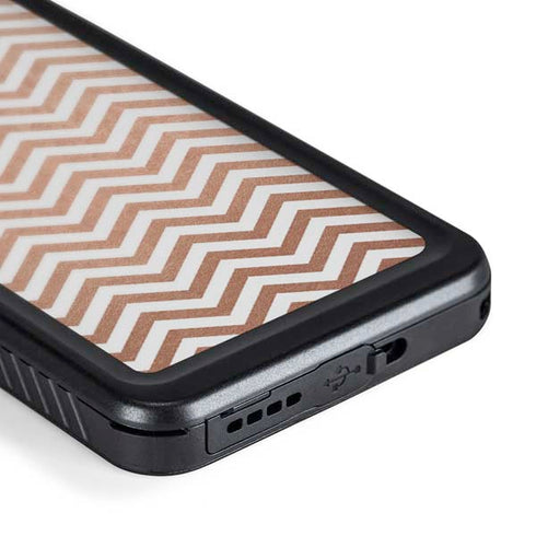 Rose Gold Chevron Galaxy S24 Plus Waterproof Case