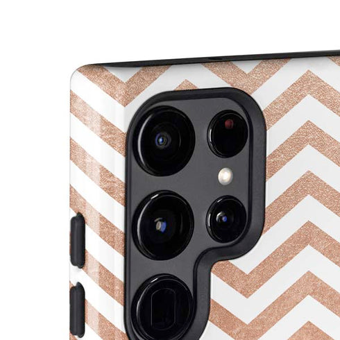 Rose Gold Chevron Galaxy S25 Ultra Impact Case