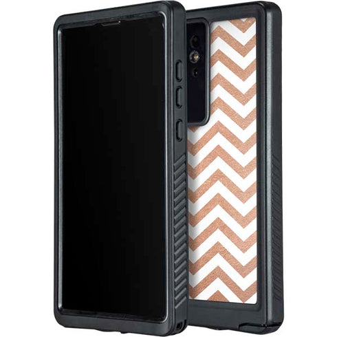 Rose Gold Chevron Galaxy S24 Ultra Waterproof Case