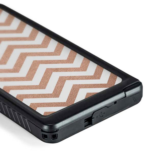 Rose Gold Chevron Galaxy S24 Ultra Waterproof Case