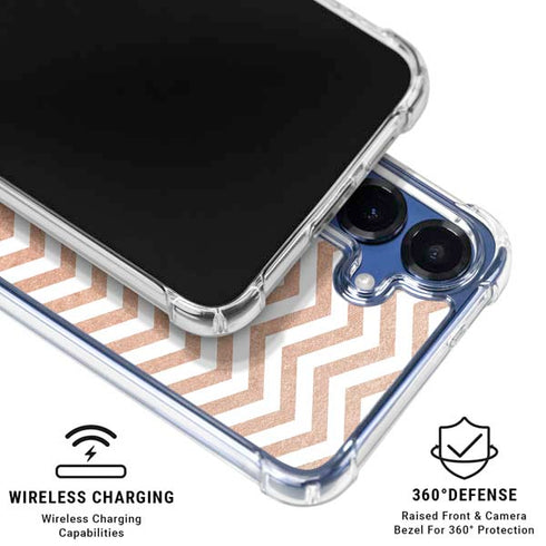 Rose Gold Chevron Galaxy S25 Plus Clear Case