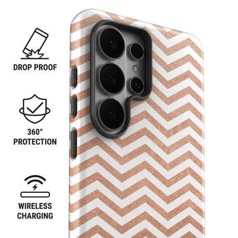 Rose Gold Chevron Galaxy S26 Ultra Impact Case