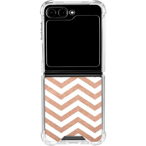 Rose Gold Chevron Galaxy Z Flip6 Clear Case