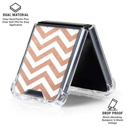 Rose Gold Chevron Galaxy Z Flip6 Clear Case